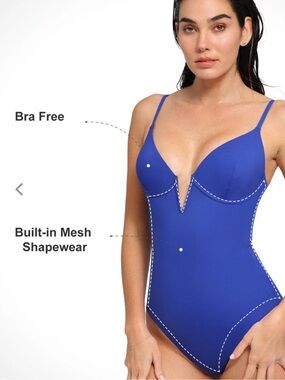 Shapewear Plunging V Slimming One-Piece Swimsuit  built in Shapewear
